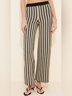 Simon Miller Black and Cream Vertical-Stripe Wide-Leg Pants
